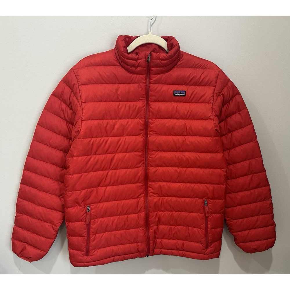 Patagonia Goose Down Puffer Jacket Boys XXL 16-18 Kids/Youth Red